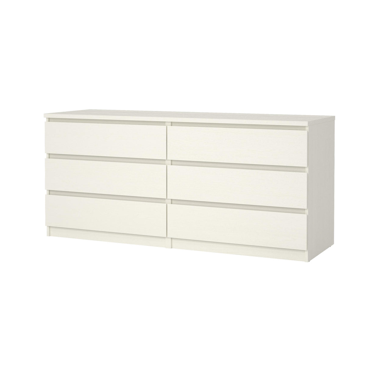Tvilum 6 Drawer Double Dresser, Bedroom Furniture, Handle-free Drawers, Contemporary, White Tvilum