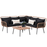 Verano Garden 4 Piece Outdoor Patio Furniture Set, Outdoor Wicker Sectional Couch, Balcony Furniture Set with Cushions & Square Table, Patio Conversation Set for Porch, Backyard (Black, 4PCS Sofa Set) Verano Garden