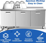 ZZV Stainless Steel Table Cabinet for Prep & Work 21 x 59 Inch, Heavy Duty Prep Table with 3 Pull-Out Doors, Commercial Workbench with Cabinet for Kitchen, Restaurant, Hotel, Garage, and Warehouse ZZV