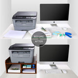 PAG Desktop Printer Stand with Storage, Paper Storage Holder Rack for Desk, Wooden Printer Organization for Home/Office, Retro Brown PAG