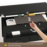 Garvee 40" Coffee Table Lift Top, Multi-Function Convertible Coffee Table with Drawers and Hidden Compartment, Converts to Dining Table for Living Room, Black Garvee