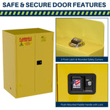Jamco 90 Gallon Flammable Safety Cabinet, Steel Flammable Storage Cabinet with Lockable Self-Closing Doors, Non Forkliftable, 43" x 34" x 65", Yellow Jamco