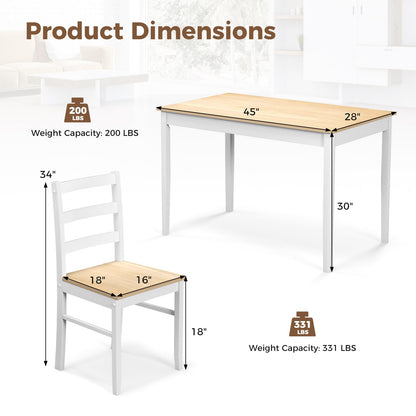 COSTWAY Dining Table Set for 4, Wood Kitchen Table Chairs Set with Rubber Wood Legs, Space-Saving Design, Modern 5-Piece Dinette Set for Small Place, Kitchen, Dining Room, Restaurant (Natural - WoodArtSupply