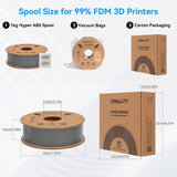 Official Creality Hyper ABS Filament 1.75mm, 3D Printer Filament for High Temperature Resistance, 1kg(2.2lb)/Spool, Dimensional Accuracy ± 0.05 mm, Fits for Most 3D Printers (Gray) Creality