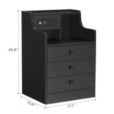 ADORNEVE Night Stand Set 2,Black Nightstand with Charging Station & Hutch,Night Stands for Bedrooms Set of 2,Bedside Table with Drawers ADORNEVE