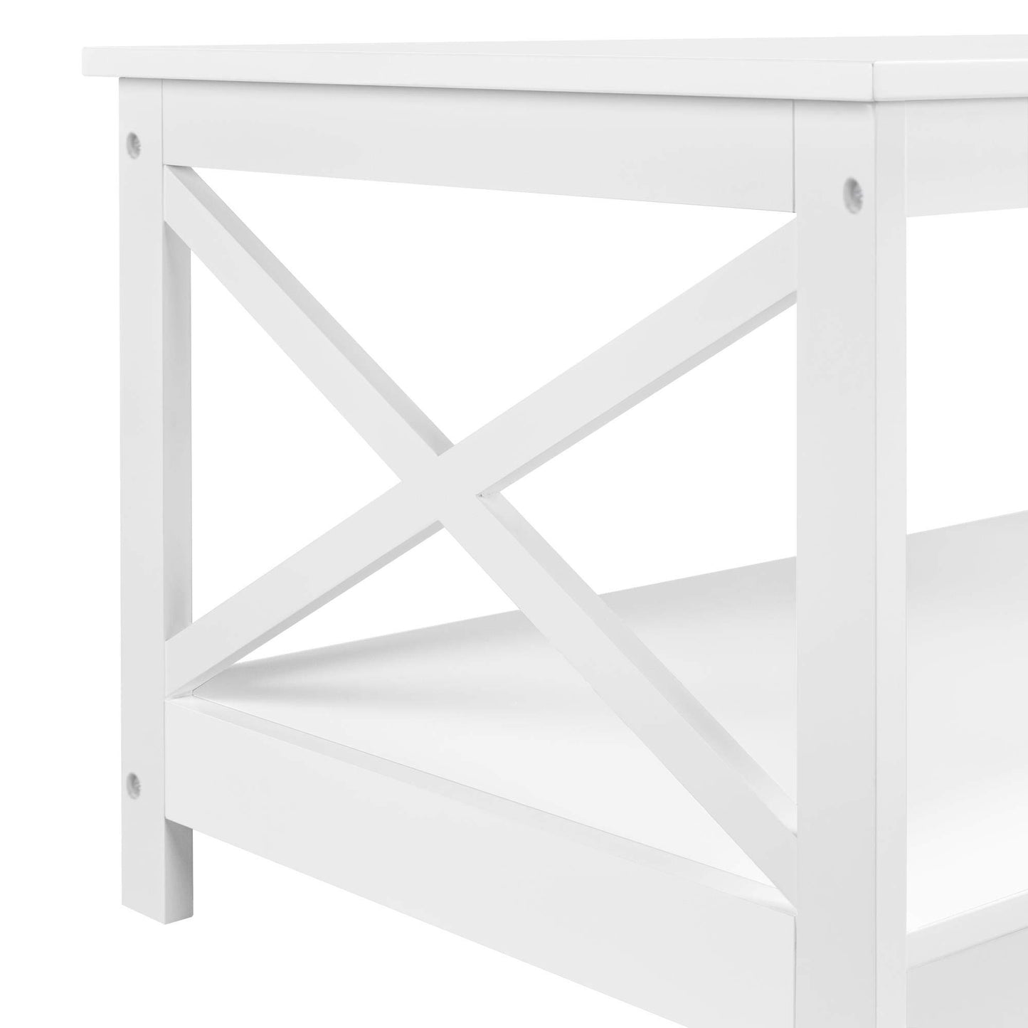 Yaheetech Wood 2-Tier White Coffee Table with Storage Shelf for Living Room, X Design Accent Cocktail Table, Simple Design Home Furniture, 39.5 x 21.5 x 18 Inches - WoodArtSupply