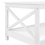 Yaheetech Wood 2-Tier White Coffee Table with Storage Shelf for Living Room, X Design Accent Cocktail Table, Simple Design Home Furniture, 39.5 x 21.5 x 18 Inches Yaheetech