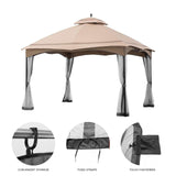 Hisecome 10' x 12' Gazebo Universal Replacement Mosquito Netting,Black Outdoor Canopy Net Screen 4-Panel Sidewall Curtain, with Zippers,Mosquito Netting（Only） Hisecome