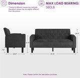 TYBOATLE Mid-Century Modern Tufted Loveseat Sofa Set w/ 2 USB & 2 Cupholders, 2 Piece Living Room Furniture Sets, Small Love Seat Couches for Small Space Apartment Bedroom Office(Dark Gray) TYBOATLE