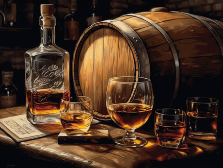 Generic Diamond Art Painting Wine Ice Whiskey Paintings Lit Cigar with Wooden Kit for Adults Diamond Art Painting by Number Kits Gem Art Wall Home Decor(Canvas 11.8 x15.8inch) Generic