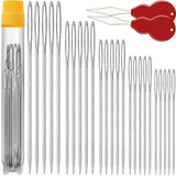 Premium Large Eye, Large Gauge Needles for Hand Sewing - Assorted Sizes, Including Embroidery - 25/50 PCs with 2 Threaders JollMono