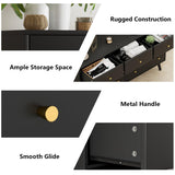 Wananlanen 7 Drawers Dresser for Bedroom, 55'' Dressers & Chests of Drawers with Gold Handles and 7 Large Drawer, Modern Double Wooden Storage Organizer Cabinet, Hallway, Black Wananlanen