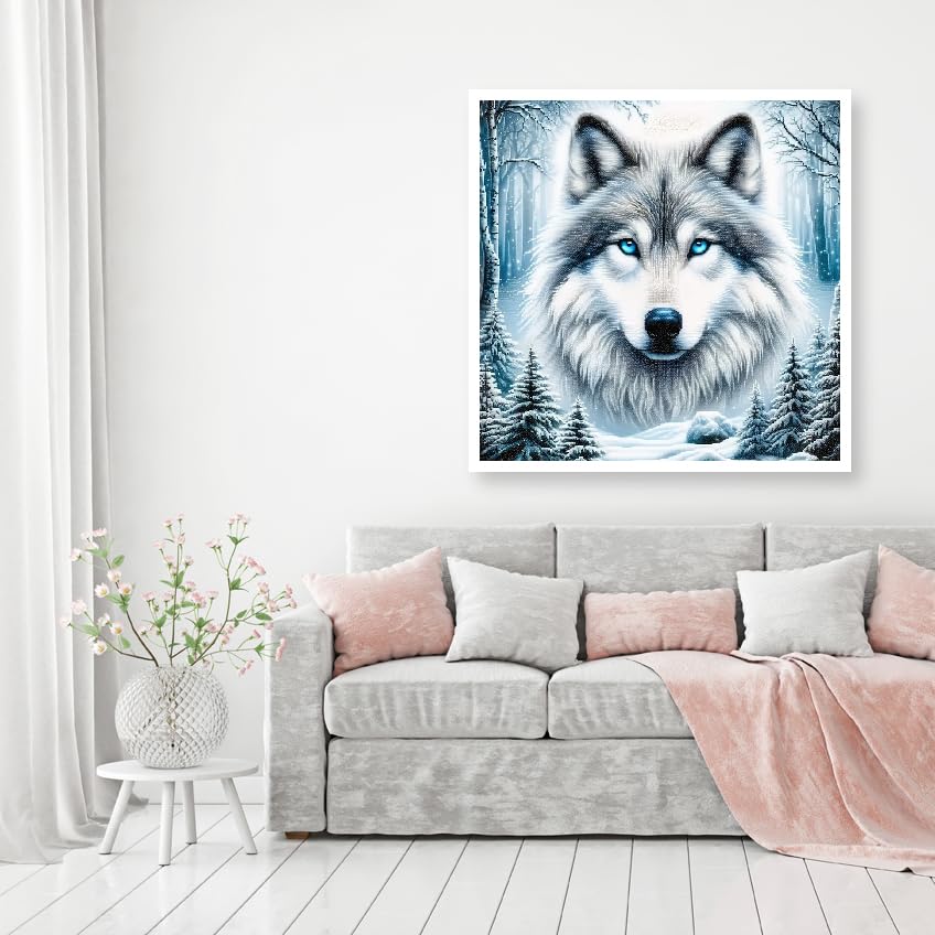 MOMDEDP Diamond Painting Kits for Adults Wolf 5D Diamond Art Kits for Adults Beginner, Paintings with Diamonds Gem Art and Crafts Animal Wolf Head Art Kits for Adult for Home Wall Decor 12x12 Inch MOMDEDP