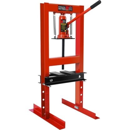 6 Ton Hydraulic Press, H-Frame Garage Shop Press with Press Plates, Floor Adjustable Hydraulic Shop Press to Bend, Straighten or Press Parts, Benchtop Press (Red) - WoodArtSupply