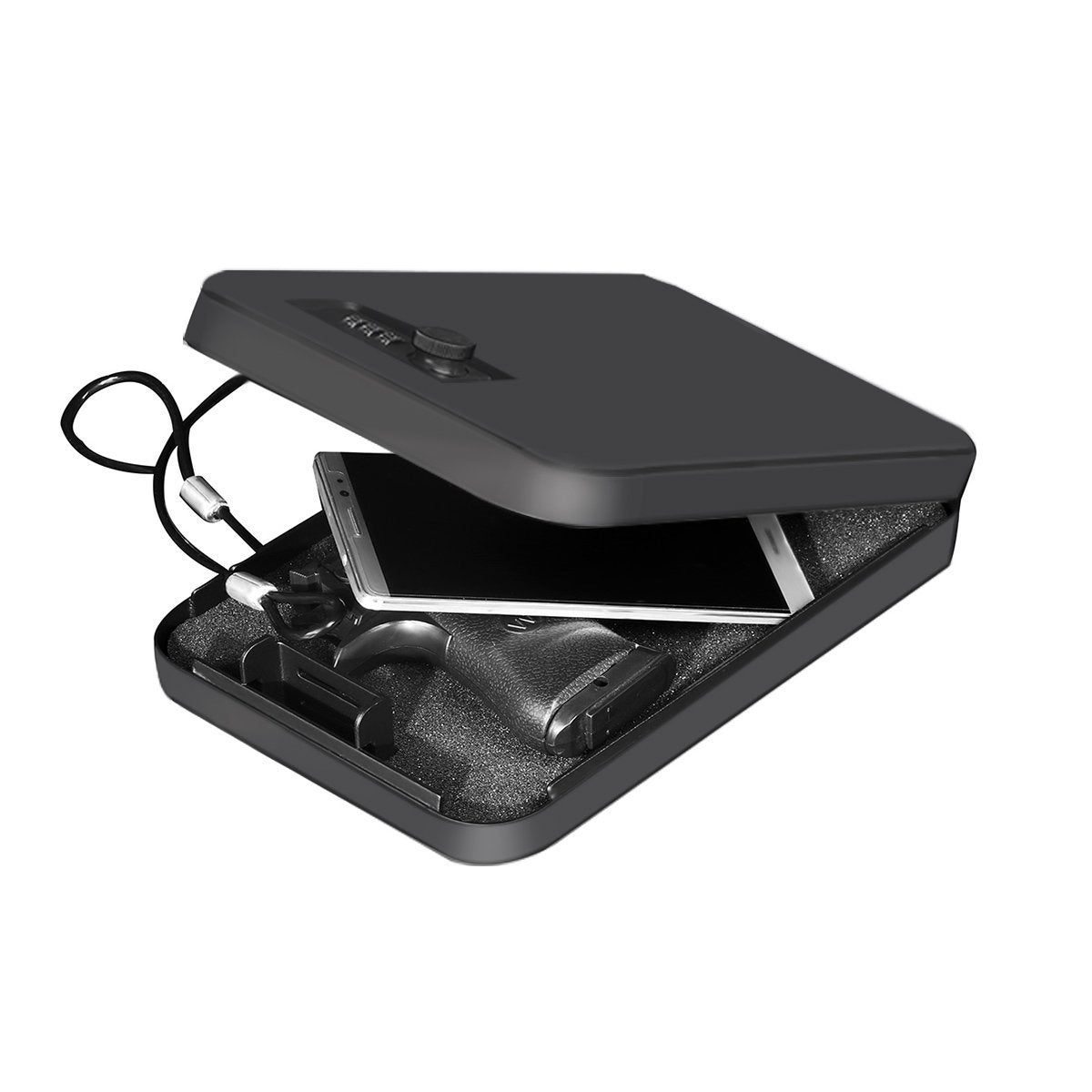 Younion Pistol Safe, Portable Travel Gun Safe,Handgun Lock Box, Gun Safes for Cars, Black Younion