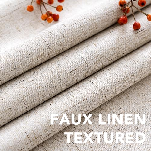 H.VERSAILTEX Linen Blackout Curtain Durable Thick Textured Linen Look 100% Blackout Patio Door Curtain Anti Rust Grommet Extra Wide Sliding Door Curtain Panel, W100 x L84 inch - Natural H.VERSAILTEX
