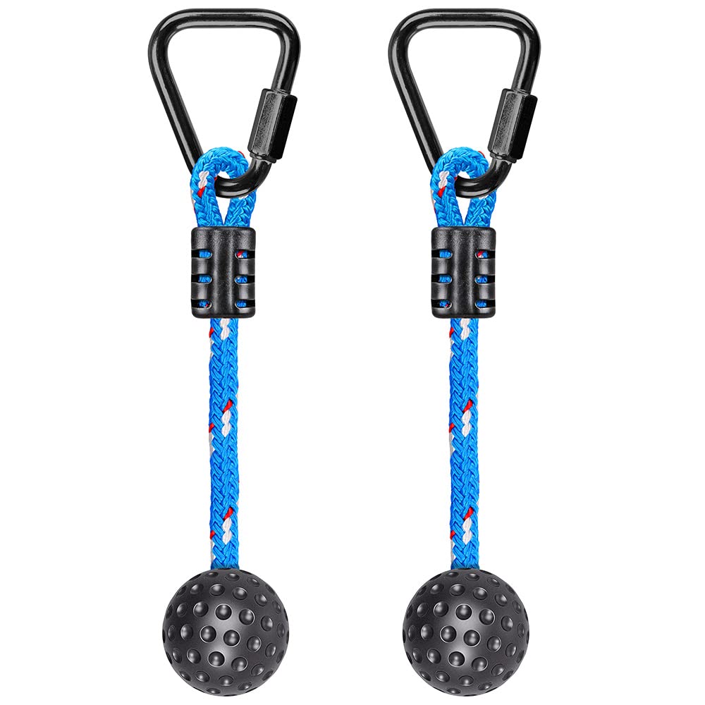 BeneLabel Playground Equipment, Ninja Obstacle Course for Kids 2pc, Hanging Obstacles with 2 Triangle Safety carabiners, Plastic Ball Grip, Monkey Bars for Kids BeneLabel