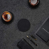 Absorbent Coasters for Drinks with Holder - 6packs, Silicone Coasters with Soft Felt Insert, Black MECOWON