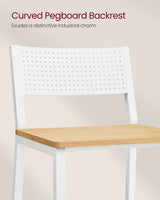 VASAGLE Bar Stool Set of 2, Bar Chairs for Kitchen, Dining Room, Industrial, Oak Beige and White ULBC070W09 VASAGLE