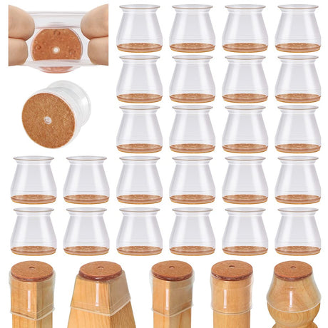 24 Pcs Chair Leg Floor Protectors for Hardwood Floors Silicone Covers to Protect Wood Tile Floors Scratches Felt Pads Furniture Leg Caps No Noise (Fit:0.9"-1.29") VIUME