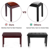 GOFLAME Brown Faux Leather Piano Bench, Solid Wood Construction, Padded Cushion Seat, Hidden Music Storage, Duet Size, Multi-functional Uses GOFLAME
