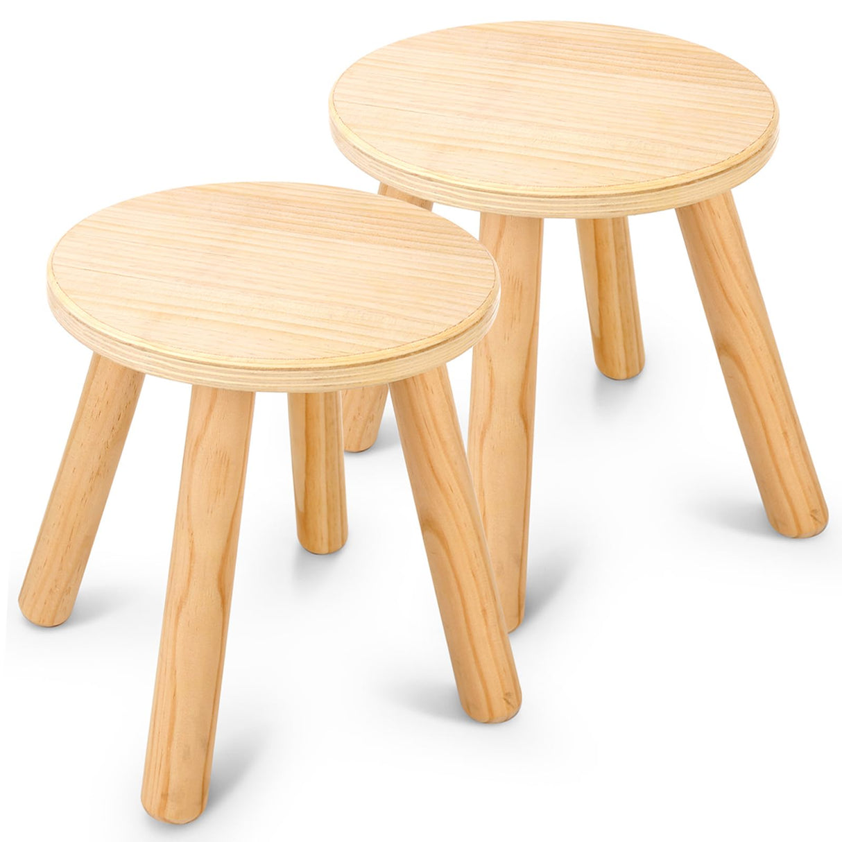 Wingyz Wooden Step Stools for Kids, 10 Inch Solid Kids Chairs Perfect Matched Sensory Table, Multi-Purpose Children Sitting Stool for Playroom Bathroom (Natural, 2 Pack) wingyz