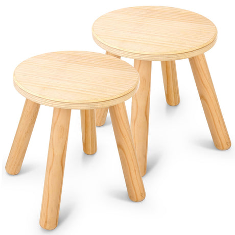 Wingyz Wooden Step Stools for Kids, 10 Inch Solid Kids Chairs Perfect Matched Sensory Table, Multi-Purpose Children Sitting Stool for Playroom Bathroom (Natural, 2 Pack) wingyz