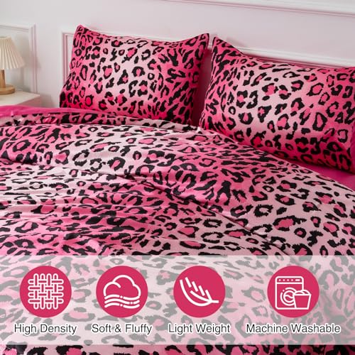 A Nice Night Leopard Printed，Satin Silky Soft Quilt Sexy Luxury Super Soft Microfiber Comforter Quilt Bedding Comforter Set Full/Queen, Light Weighted (Pink, King(88-by-102-inches)) A Nice Night