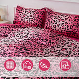 A Nice Night Leopard Printed，Satin Silky Soft Quilt Sexy Luxury Super Soft Microfiber Comforter Quilt Bedding Comforter Set Full/Queen, Light Weighted (Pink, King(88-by-102-inches)) A Nice Night
