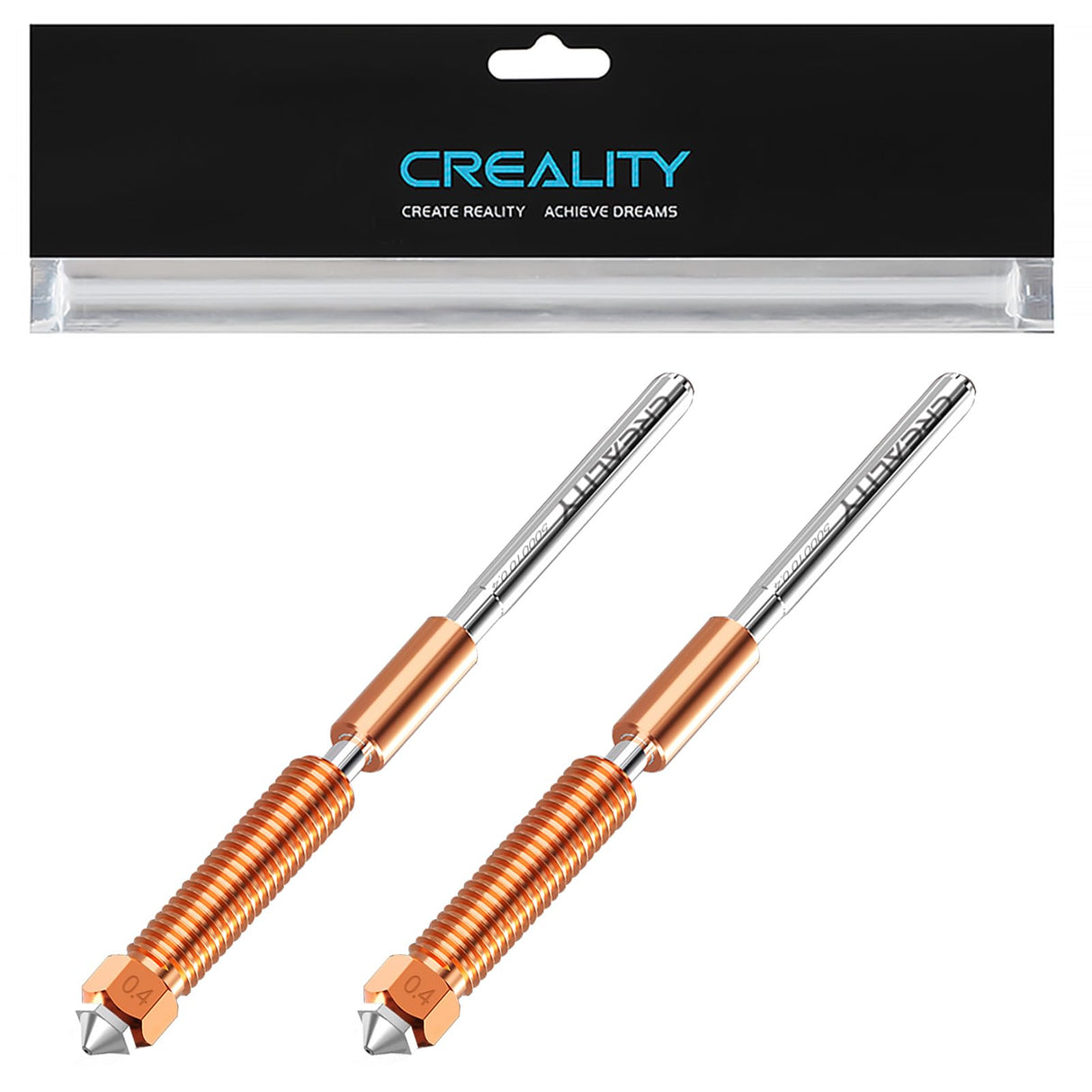 Official Creality K1C Nozzle 0.4mm 2PCS, Unicorn Quick-Swap Ender 3 V3 Nozzle with Titanium Alloy Heat Break, Copper Alloy and Hardened Steel for Creality K1 Max/Ender 3 V3 Plus/3 V3 SE KE 3D Printers Creality