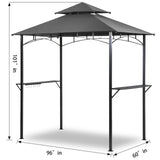 Grill Gazebo 2 Tier BBQ Barbecue Canopy Tent Shelter for Outdoor Patio Backyard (L96 x W60 x H101 Grey) Grezone