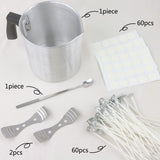 EricX Light Candle Making Kit, 60pcs Candle Wicks, 60pcs Candle Wicks Sticker, 1pc Candle Wax Pouring Pot, 2pcs 3-Hole Wicks Centering Devices, 1pc Mixing Spoon, DIY Candles Craft Tools EricX Light