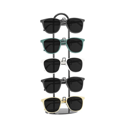 LongMen Metal Sunglass Organizer,Glasses Holder,Eyeglass Holder,Sunglass Storage Eyeglasses Rack Metal Frame for 5 Pairs (1, Black)