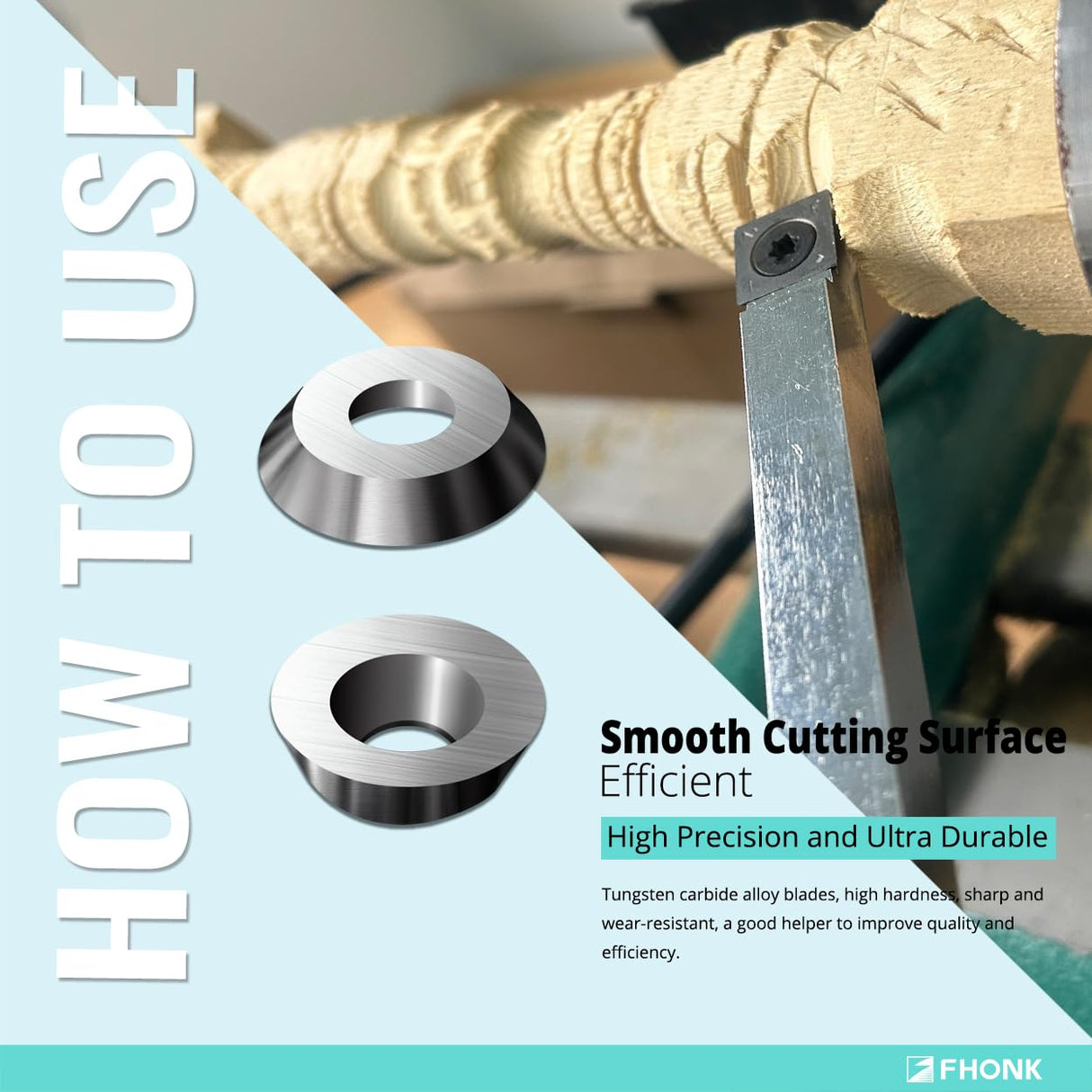 12mm Round Carbide Inserts Knives, Carbide Cutters for Woodworking Turning Tools, Wood Finisher Hollower Tools, 10 Pieces (R-φ12x2.5-30°) FHONK