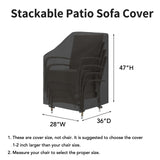 Easy-Going Stackable Patio Chair Cover UV Resistant Outdoor Chair Cover Waterproof Lawn Patio Furniture Covers Fits for 4-6 Stackable Dining Chairs (1 Pack-28Wx36Dx47H inch, Black) Easy-Going