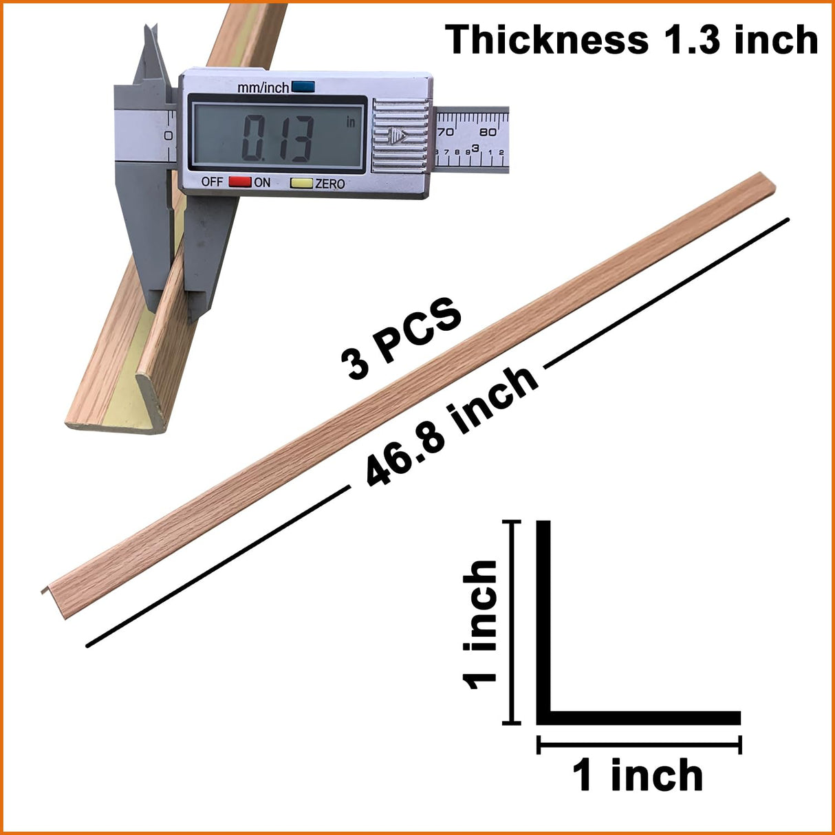 3 PCS 45" Wall Corner Protector Trim Borders for Wall Oak Wood Grain Wall Edge Strip Crown Molding Trim Door and Window Frames Mirror Trim Backsplash Tile Edge YLL YLL