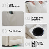 IBTKIG Power Swivel Rocker Recliner Chair with Massage and Heat/LED Lights/USB and Type-C Ports/Infinite Position/Cup Holder, Electric Glider Reclining Sofa for Nursery Living Room (1, Beige) IBTKIG