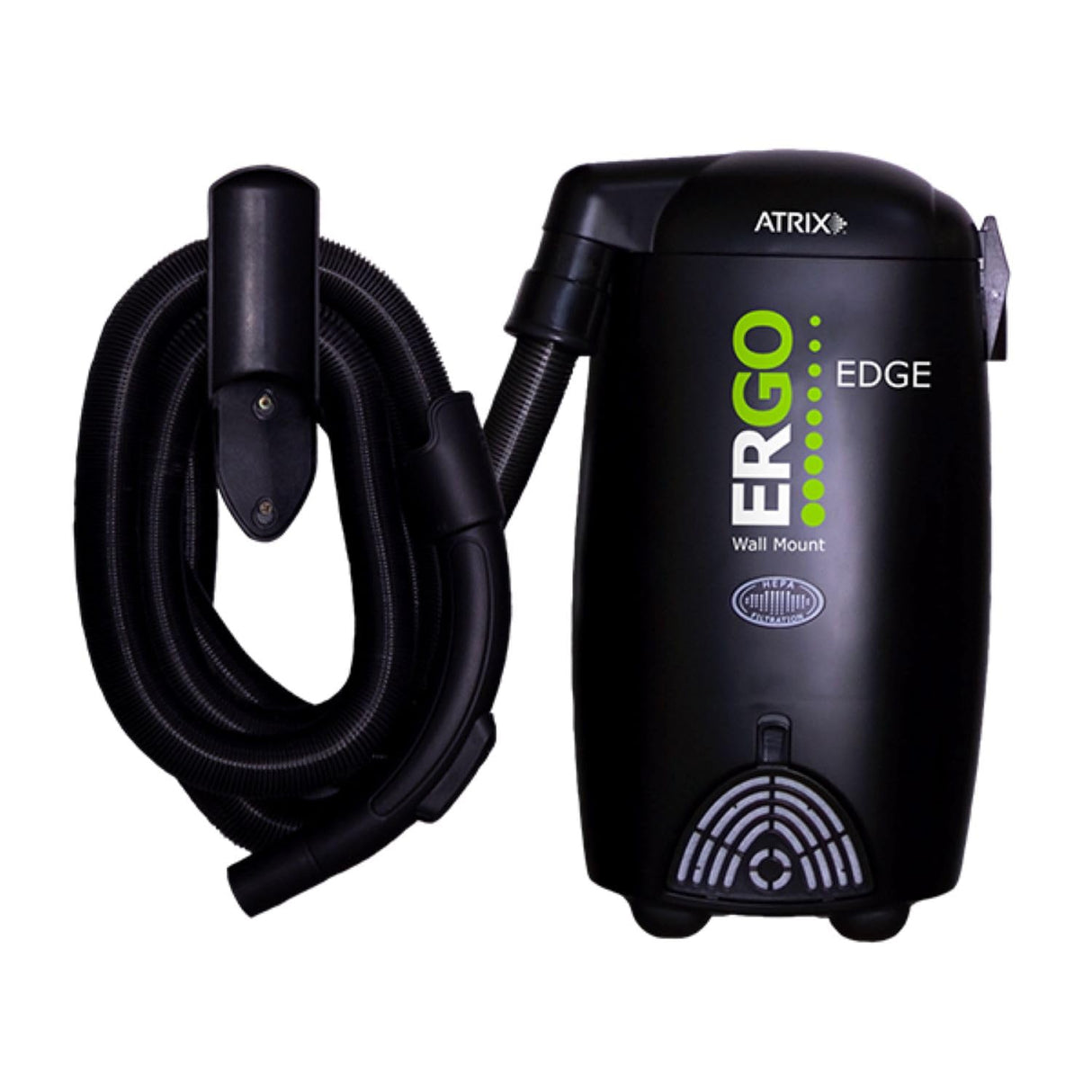 Atrix Ergo Edge Canister Shop Vac - Wall Mounted Garage Vacuum Cleaner with Built-in Dust Bag & Extendable Hose - Compact Black Design 20x9x12 Atrix