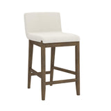 Nathan James Gracie Modern Counter Height Bar Stool with Back, Counter Stool Upholstered Chair with Natural Textured Linen and Brushed Wooden Legs, Cream Boucle/Dark Brown Nathan James