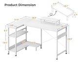 ODK 47 Inch Small L Shaped Computer Desk with Reversible Storage Shelves, L-Shaped Corner Desk with Monitor Stand for Small Space, Modern Simple Writing Table for Home Office Workstation, White ODK