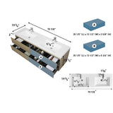 KEIKI 72" Floating Bathroom Vanity with Double Sink, Wall Mounted Bathroom Storage Vanity Cabinet Modern Bathroom Vanities with 2 Resin Top Basin and 4 Soft Close Drawers, Easy Assembly, Natural Oak KEIKI