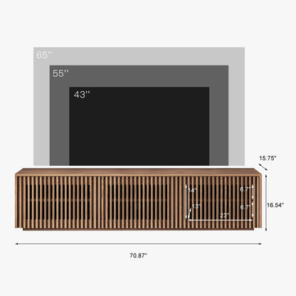 POVISON Mid Century Modern TV Stand, Solid Wood Media Console for 65 inch TV, Full Assembled Farmhouse Entertainment Center with Storage for Living - WoodArtSupply