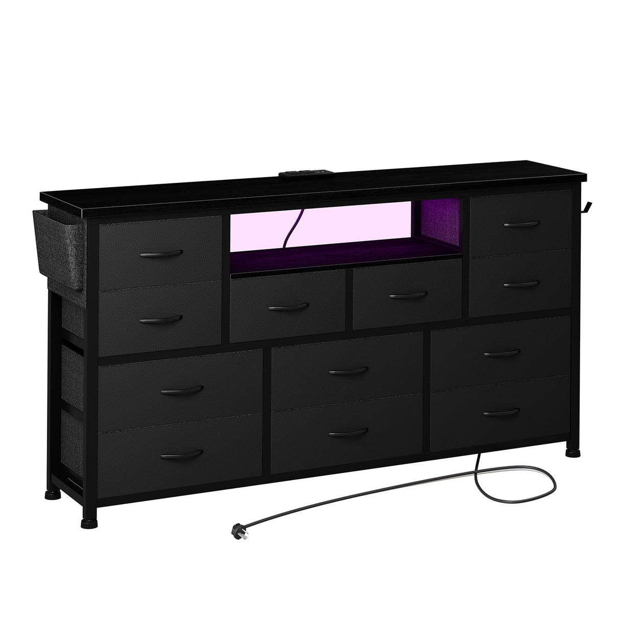 LIVEHOM Dresser TV Stand with Power Outlet & LED for 45'' TV, Long Dresser for Bedroom with 12 Drawers, Wide Console Table for Storage in Closet, Living Room, Entryway, Wood Top LIVEHOM