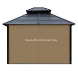 AONEAR Gazebo Privacy Curtain with Zipper Side Wall Universal Replacement for 10' x 10' Gazebo, Patio, Outdoor Canopy, Garden and Backyard, Khaki (1-Panel Curtain Only) aonear