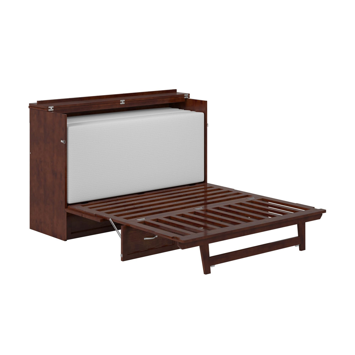 AFI, Northfield Murphy Bed Chest Queen with 6" Mattress, Storage Drawer & Built-in USB Charger, Walnut AFI