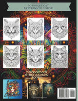 Meow Masterpieces- 50 Unique Single Sided Cat Patterns To Color (Eccentric Expressions Coloring Books) Majosta