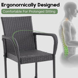 Outdoor Bar Stools Set of 2, 2-Piece Patio Bar Stools with Armrests, All Weather Rattan Bar Chairs with Backrest, Wicker Bar Stools for Backyard, Garden, Pool, Balcony and Deck, Dark Grey ANXIN PATIO