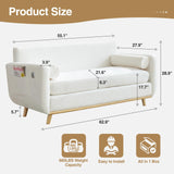 Vabches Loveseat Sofa, White Sherpa Couch with LED Lights and USB Ports Modern Fluffy Love Seat Couches 2 Seater Comfy Washable Covers Sofa Furniture for Bedroom Living Room Small Space Office, 63" L Vabches