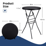 Byliable Cocktail Table 28in High Top Round Folding Indoor Outdoor, Plastic Bar Height Foldable Bistro Tall Table for Party, Patio, Dining Room, Kitchen, Events, Removable Locking Legs, Black Byliable