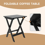 MUPATER Outdoor Rocking Chair Set 3-Piece Patio Wooden Rocker Bistro Set with Foldable Table and Curved Seat, Black MUPATER